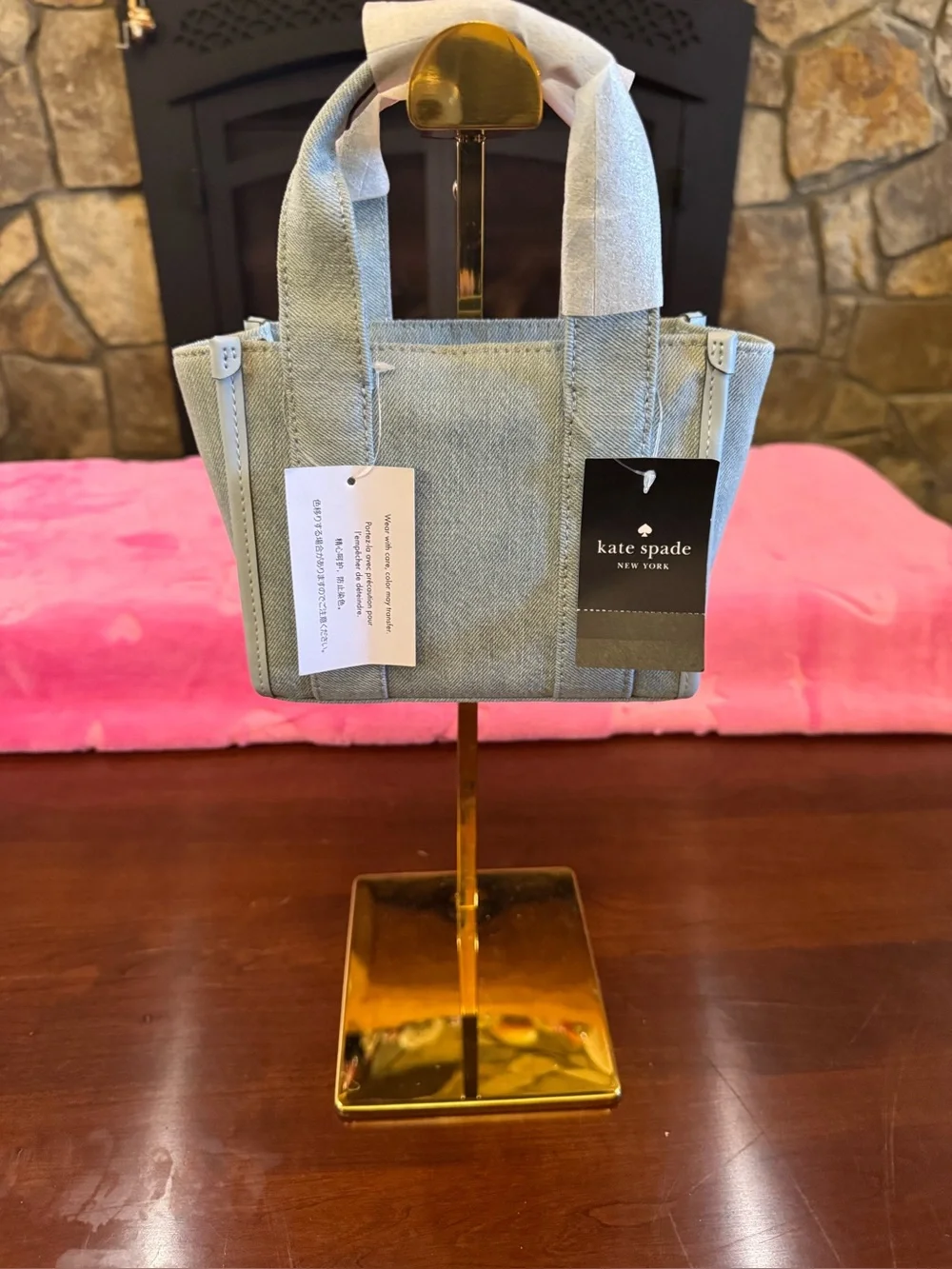 Kate Spade Kip Denim Mini Tote KL066 Blue Multi Crossbody NWT - Picture 3 of 8